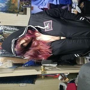 Hoodie jacket  large faux fur lined hoodie black